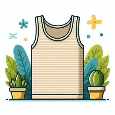 Sleeveless T-shirt with cactus. Vector illustrationのイラスト素材
