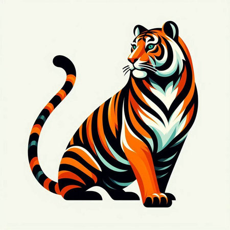 Tiger. Vector illustration. Isolated on a white background.のイラスト素材