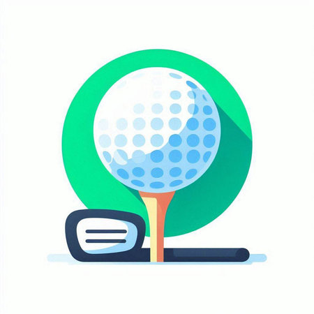 Golf ball and golf club on a white background. Vector illustrationのイラスト素材