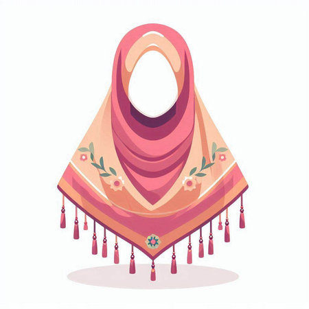 Vector illustration of a pink shawl isolated on white background.のイラスト素材