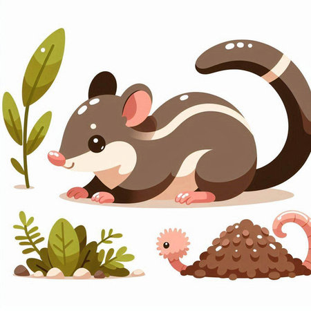 Set of cute cartoon skunk on a white background. Vector illustration.のイラスト素材