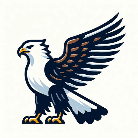 Eagle. Vector illustration of a bird of prey with wings spread.のイラスト素材