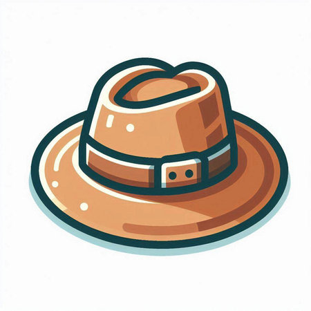Illustration of a brown hat on a white background, vector illustrationのイラスト素材