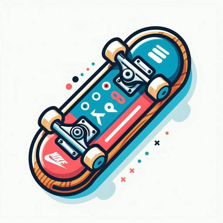 Skateboard vector illustration. Modern thin line art flat design.のイラスト素材