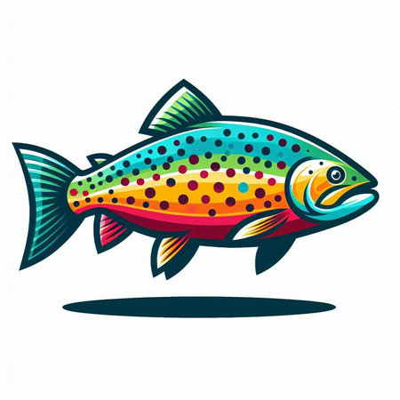 Vector illustration of a rainbow trout fish isolated on a white background.のイラスト素材