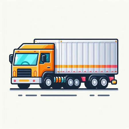 Truck with cargo. Vector illustration of a truck with a container.のイラスト素材