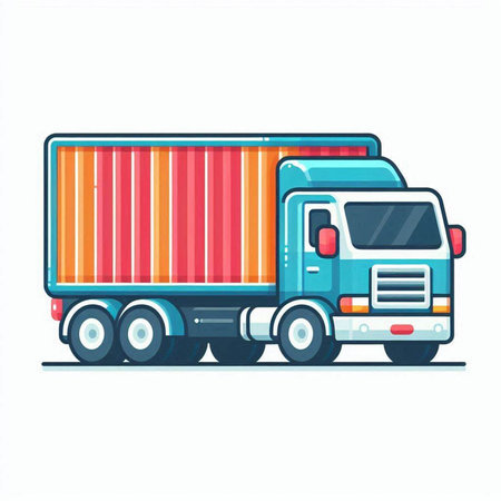 Cargo truck isolated on white background. Flat style vector illustration.のイラスト素材