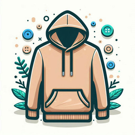 Hoodie and accessories. Vector illustration of a hoodie.のイラスト素材