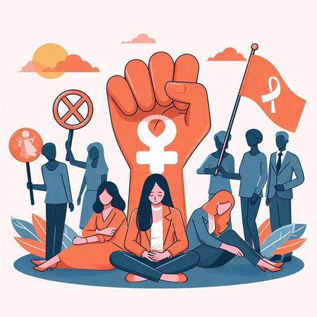 Protest for women's rights. Feminism concept. Vector illustrationのイラスト素材