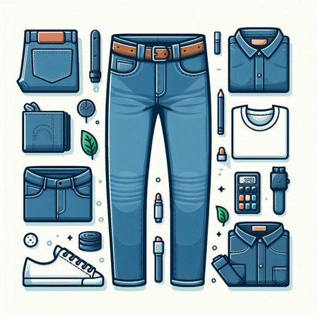 Vector set of men's clothing and accessories. Vector illustration in flat styleのイラスト素材