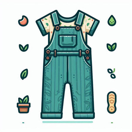 Dungarees. Vector illustration in doodle style.のイラスト素材