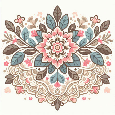 Vector vintage floral pattern in Eastern style. Ornate element for designのイラスト素材