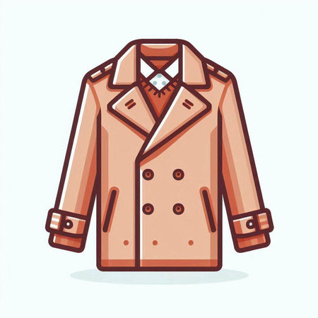 Brown coat isolated on white background. Vector illustration in flat style.のイラスト素材