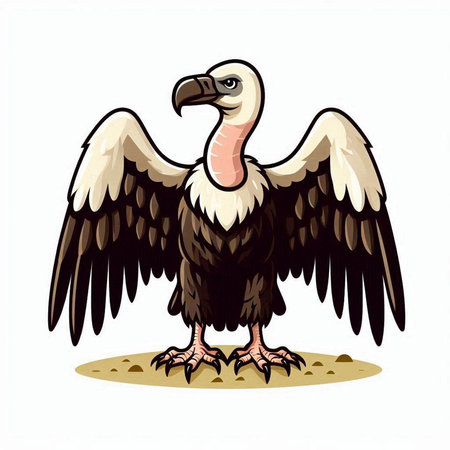 Griffon vulture vector illustration isolated on white background. Side view.のイラスト素材