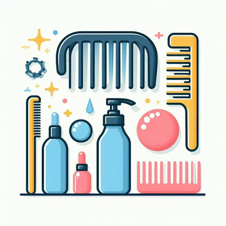Set of hairdresser tools. Vector illustration in flat styleのイラスト素材
