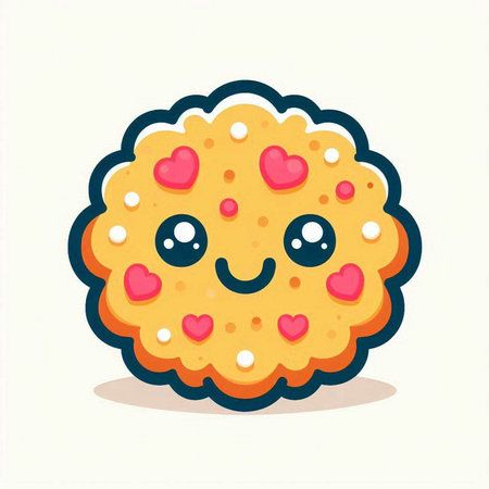 Cute cookie with hearts. Vector illustration in flat cartoon style.のイラスト素材