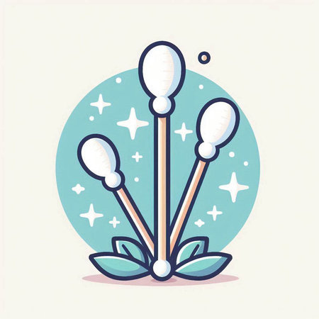 Cotton swabs icon, vector illustration. Flat design style.のイラスト素材