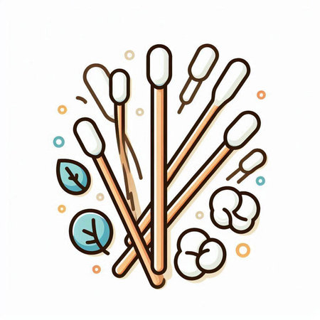 Cotton swabs in doodle style. Vector illustration.のイラスト素材