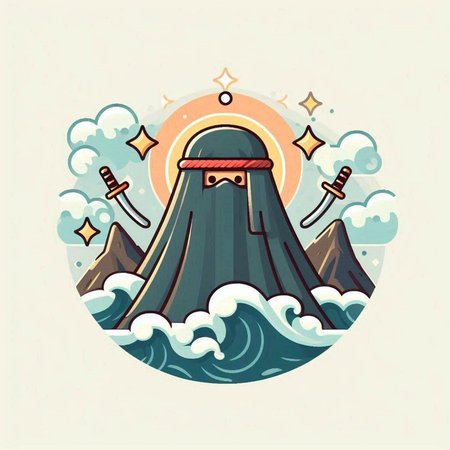 Medieval castle in the sea. Vector illustration in cartoon style.のイラスト素材
