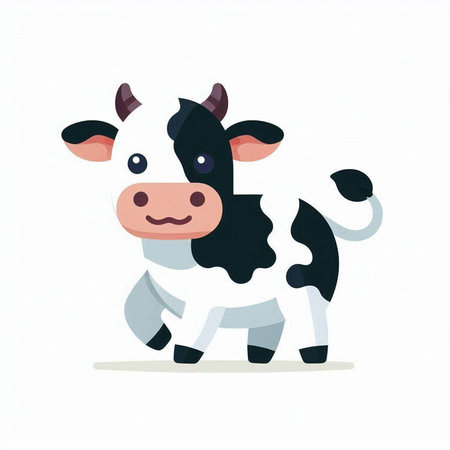 Cute cartoon cow. Isolated on white background. Vector illustration.のイラスト素材