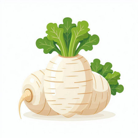 Daikon radish isolated on a white background. Vector illustration.のイラスト素材