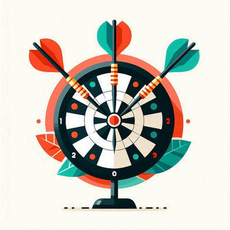 Dartboard with arrows. Vector illustration in flat design style.のイラスト素材