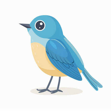 Blue bird isolated on white background. Vector illustration in cartoon style.のイラスト素材