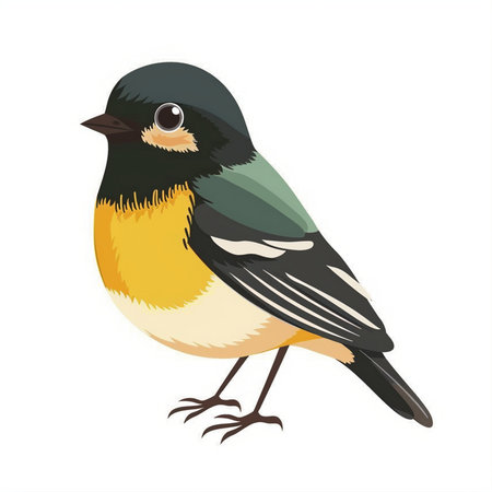 Finch bird isolated on a white background. Vector illustration in cartoon style.のイラスト素材
