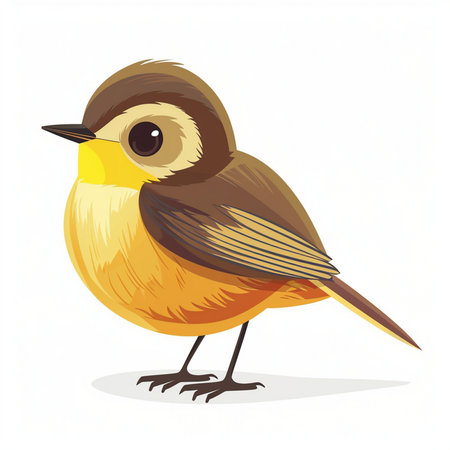 Little bird isolated on white background. Vector illustration in cartoon style.のイラスト素材