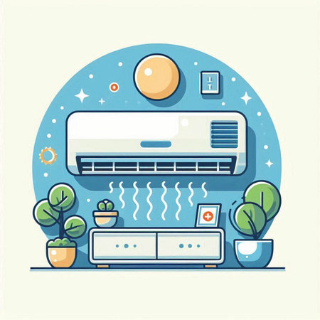 Air conditioner flat vector illustration. Modern flat style design concept.のイラスト素材
