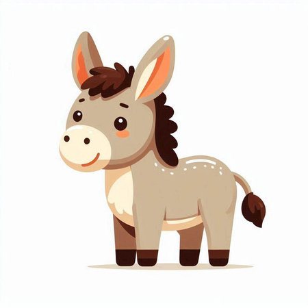 Cute cartoon donkey isolated on a white background. Vector illustration.のイラスト素材