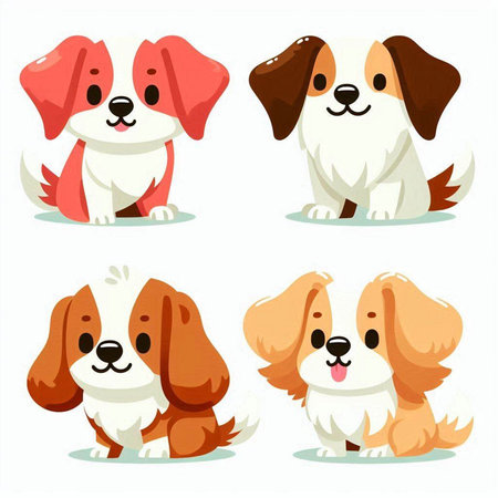 Cute cartoon dogs. Vector illustration isolated on a white background.のイラスト素材