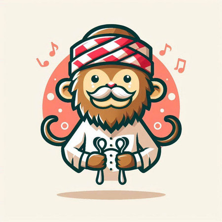 Cute Monkey Cartoon Mascot Character Design Vector Illustration.のイラスト素材