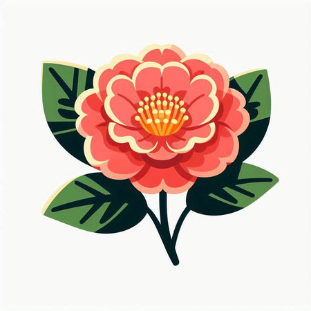 Camellia flower embroidery. Handmade. Vector illustration.のイラスト素材