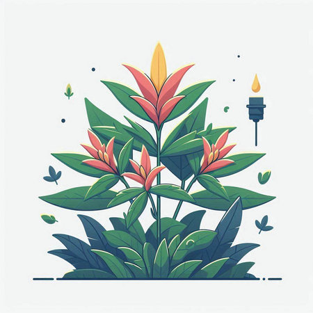 Vector illustration of a tropical flower in flat style. Vector illustration.のイラスト素材