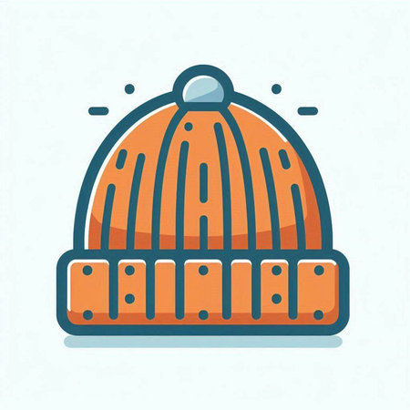 Winter hat icon. Vector illustration in flat style. Isolated on white background.のイラスト素材