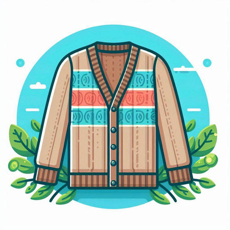 Vector illustration of a jacket with a pattern on a blue background.のイラスト素材