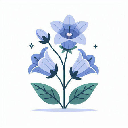Bluebell flower on white background. Vector illustration in flat style.のイラスト素材