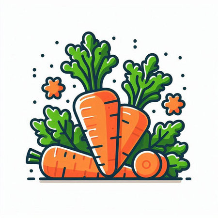 Vector illustration of fresh carrot in doodle style on white backgroundのイラスト素材