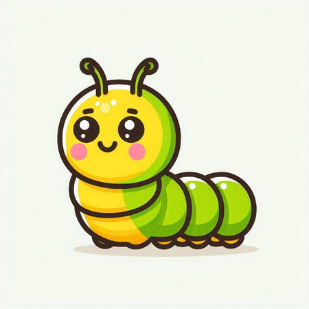 Cute cartoon caterpillar isolated on white background. Vector illustration.のイラスト素材