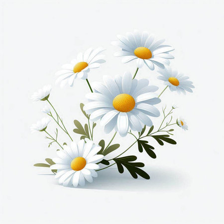 chamomile bouquet on a white background. Vector illustration.のイラスト素材
