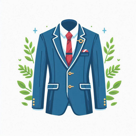 Wedding suit vector illustration. Elegant groom suit.のイラスト素材