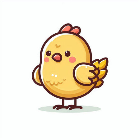 Cute chicken cartoon icon isolated on white background. Vector illustration.のイラスト素材