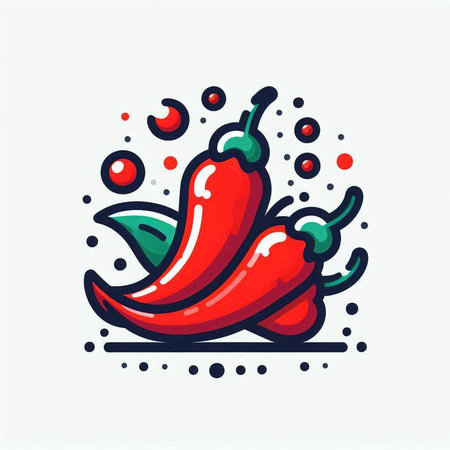 Chilli pepper vector illustration. Hand drawn red hot chili pepper icon.のイラスト素材