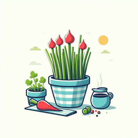 Vector illustration of house plants in pot. Houseplant in pot.のイラスト素材
