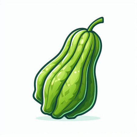 Chayote vector illustration isolated on white background. Green chayote icon.のイラスト素材