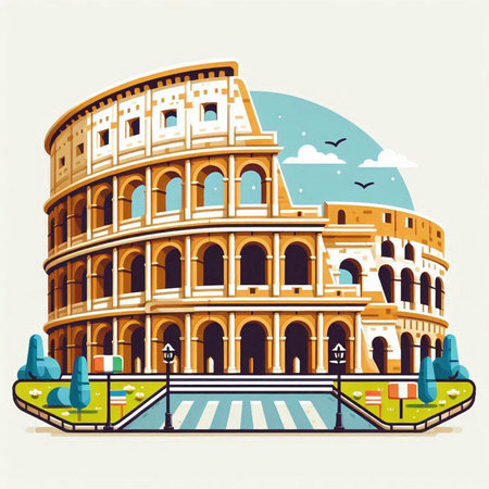 Colosseum in Rome, Italy. Colosseum is one of the symbols of Rome.のイラスト素材