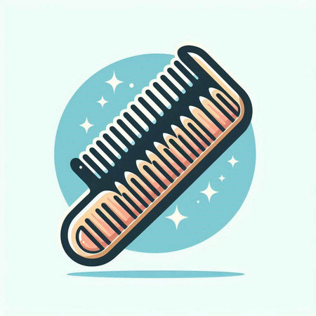 Hair comb icon in flat style. Vector illustration on blue background.のイラスト素材