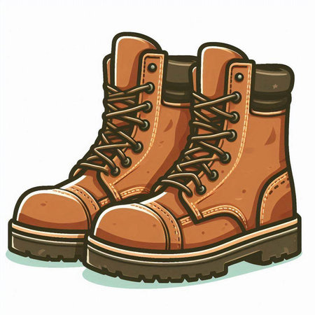 Hiking boots isolated on white background. Cartoon style. Vector illustration.のイラスト素材