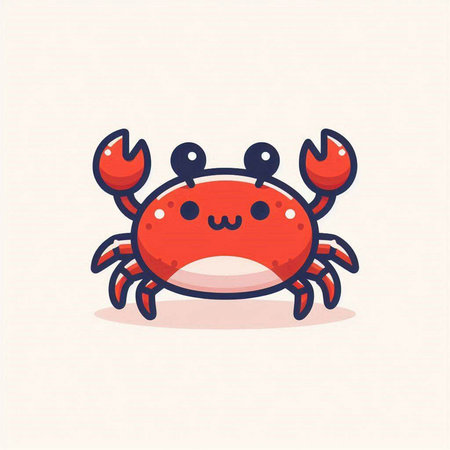Cute cartoon crab character. Vector illustration isolated on white background.のイラスト素材